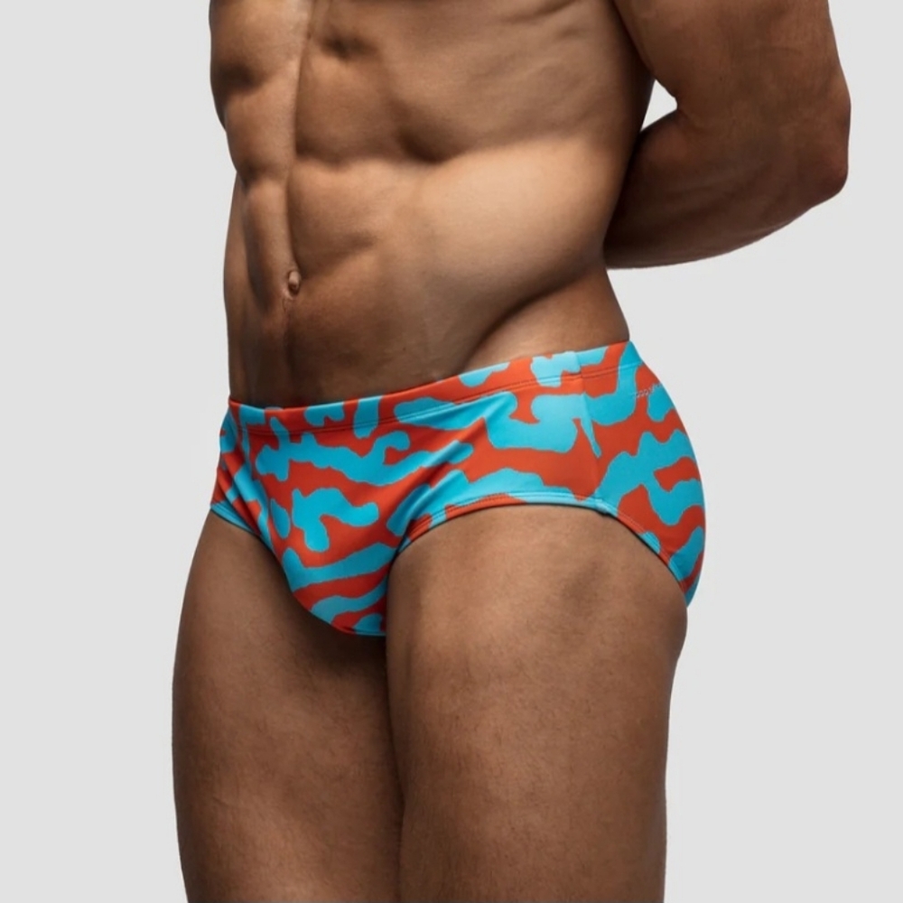 Men's Red and Blue Swim Briefs - Picture 6 of 7